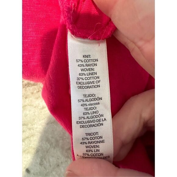 Chico’s Linen Blend Pink Embroidered Collar Dress Size 0 (4) - Picture 7 of 7